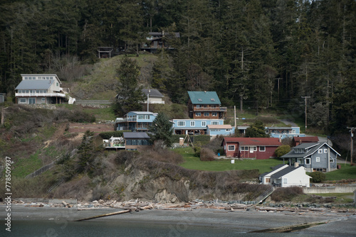 Coastal cottages on hills near Rosario Beach