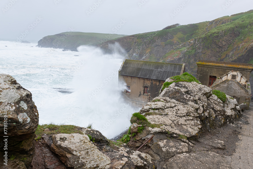 Rough seas the The Lizard Point in Cornwall during storm Kathleen on April 6th 2024