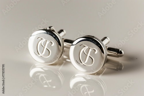 Silver Cufflinks with Engraved Initials