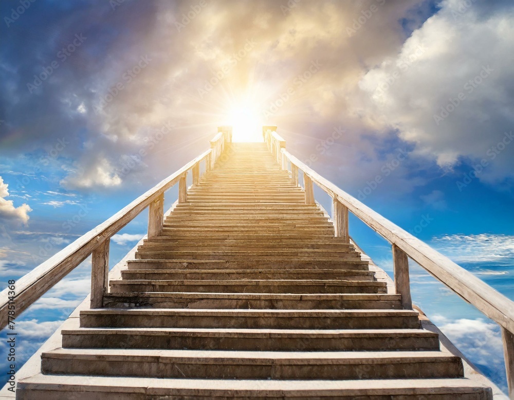 Obraz premium Stairs to the sky - stairway to heaven, entrance to the afterlife concept