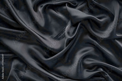texture, background, pattern. Black silk fabric. It is black and heat resistant with gray. Transform its tougher drape into a design for any event. It is a crispy, lightly textured hand. photo