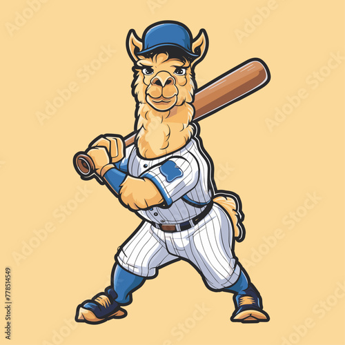 Llama Baseball vector illustration