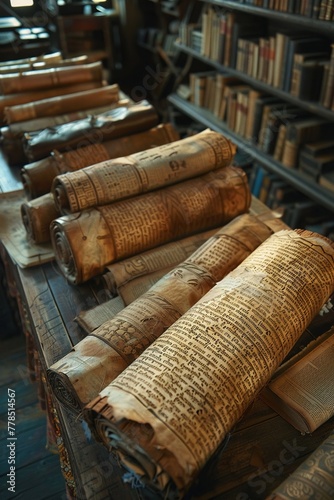 A library of digital scrolls, each encoded with prophecies from ancient civilizations, now accessible to all
