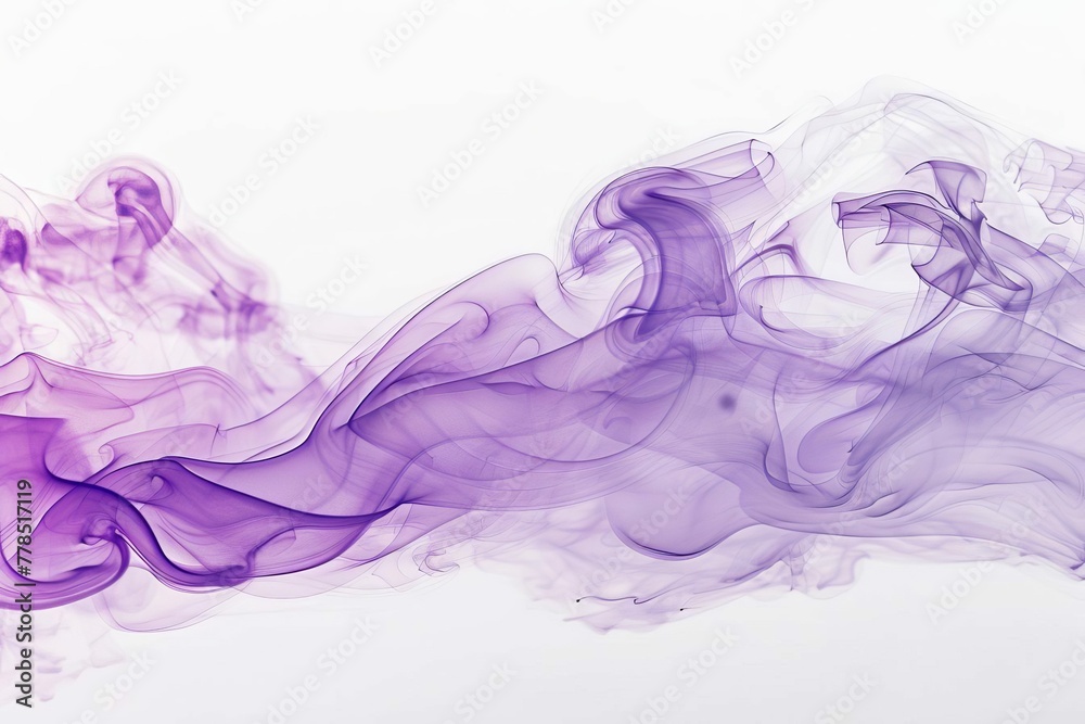 Flowing Purple Smoke on White Background, Fluid Art Abstract Photo