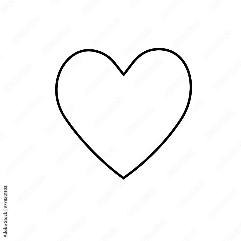 Black Line heart emoji isolated on white doodle background. Emoticons symbol modern, simple, printed on paper. icon for website design	
