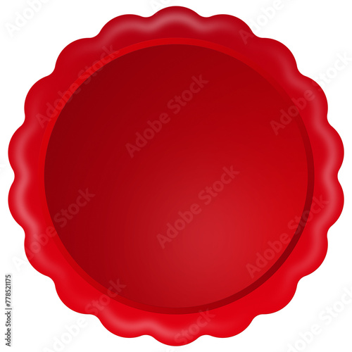 Vibrant red wax seal stamp without insignia. A rich, crimson wax seal typically used in securing confidential documents, presented without a symbol for versatile use.