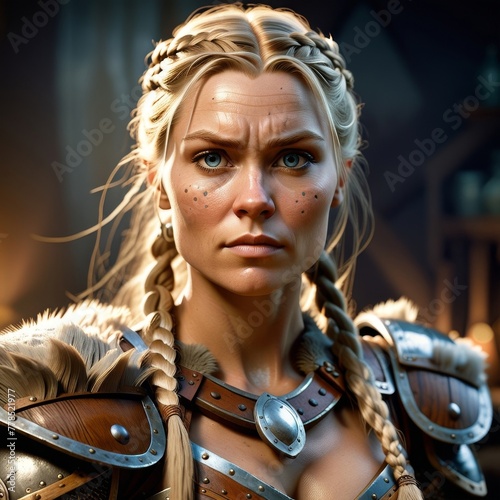 Game Avatar Character Art - Female Blonde Viking Warrior 01