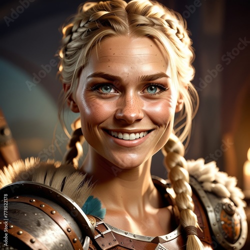 Game Avatar Character Art - Female Blonde Viking Warrior 01