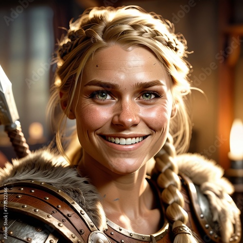 Game Avatar Character Art - Female Blonde Viking Warrior 01