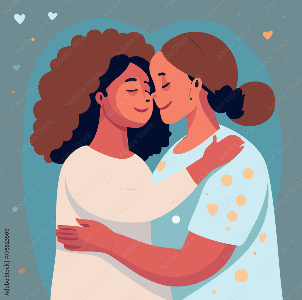 Two Women, mother and daughter, lots of affection, Mother's Day, relationship Two Women, mother and daughter, lots of affection, Mother's Day, relationship