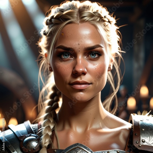 Game Avatar Character Art - Female Blonde Viking Warrior 01