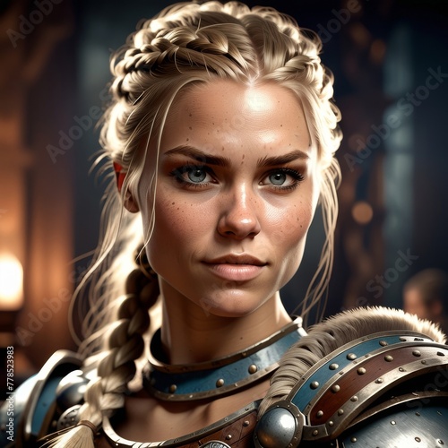 Game Avatar Character Art - Female Blonde Viking Warrior 01