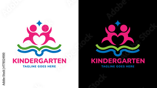 Simple kindergarten logo design vector