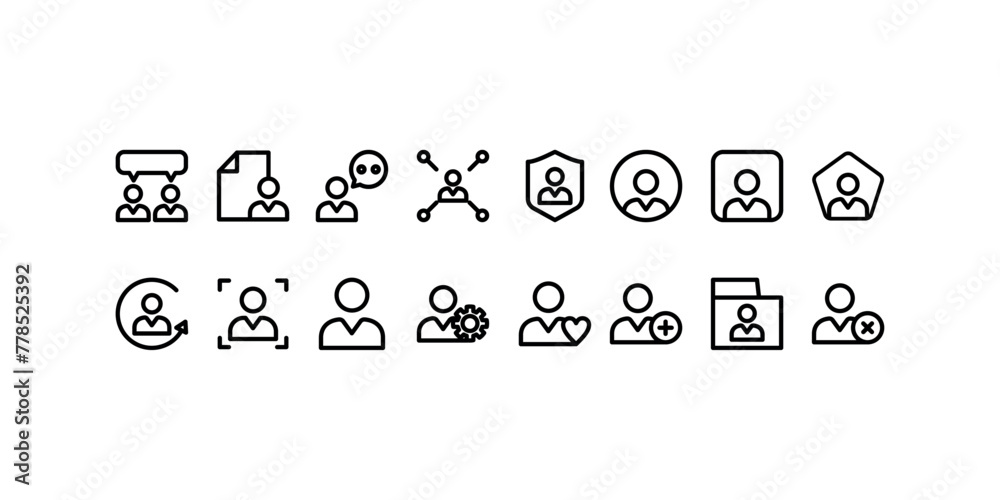 user interfac line icon set user interface and avatar. Collection of ...