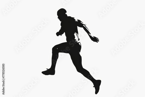 Silhouette of male athlete on white background, dynamic sports pose, vector illustration