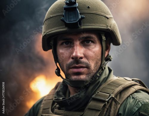 portrait of a white caucasian military soldier © Erdem