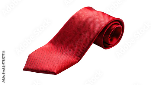 Rolled red tie isolated on transparent background.