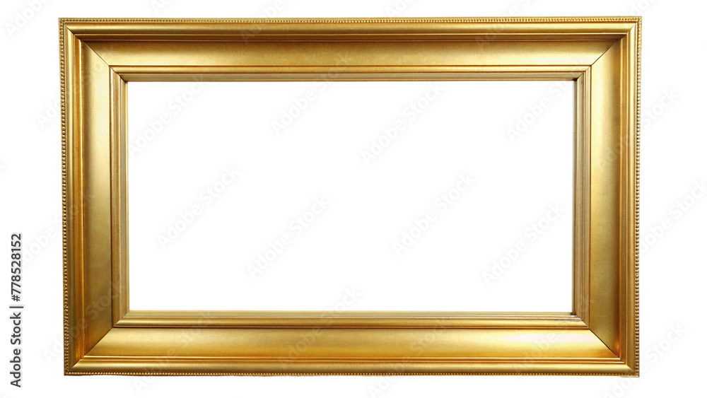 Empty gold ornate picture frame isolated on transparent background. Empty gold ornate picture frame isolated on transparent background.