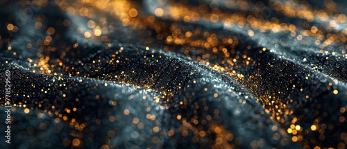 Closeup of some black and gold sand on the shore  photo