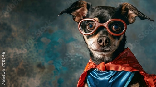 Dog puppy super hero in mask and cape wallpaper background