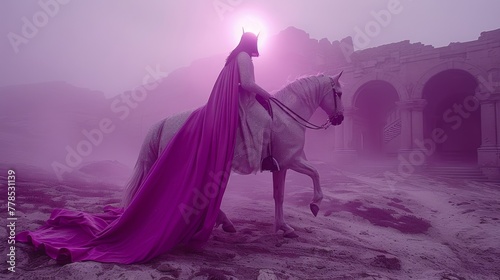A fantasy artwork depicting a cloaked figure surrounded by intense purple winds and lightning, conveying a sense of mystery and power © Yusif