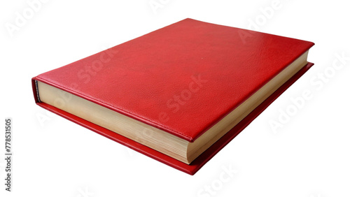 Blank red book isolated on transparent background.