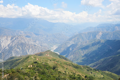 Spectacular scenery of the Colombian Andes: panoramic view of the Chicamocha river canyon. photo