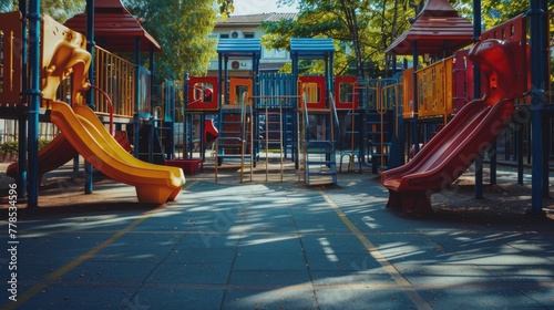 School children playground park equipment wallpaper background photo