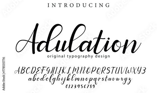 Adulation Font Stylish brush painted an uppercase vector letters, alphabet, typeface photo