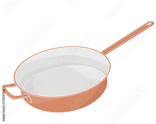 copper saute pan frying pan with long handle