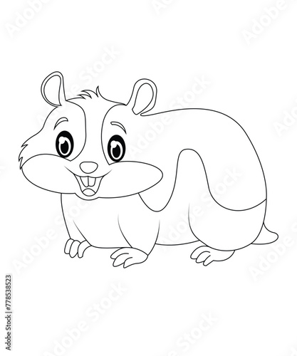 Hamster coloring book page for kids