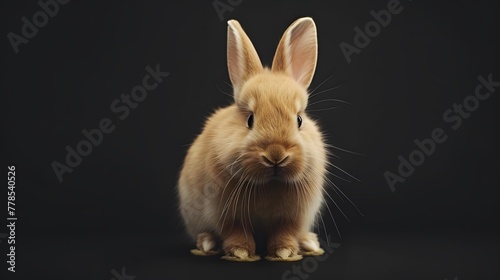 portrait of a bunny rabbit, photo studio set up with key light, isolated with black background and copy space  © Ziyan