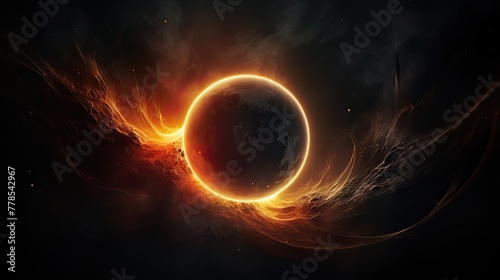 Solar eclipse is an astronomical phenomenon. Realistic illustration of a solar eclipse. The moon covers the sun. 