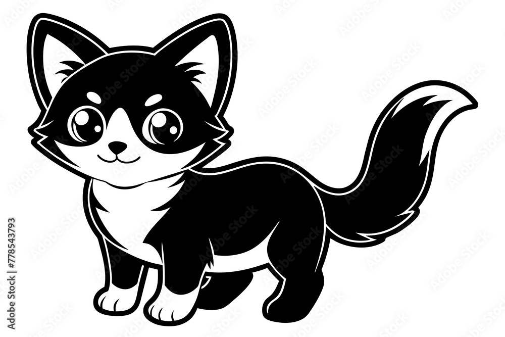 cute-kitten-sticker-element--full-body vector illustration