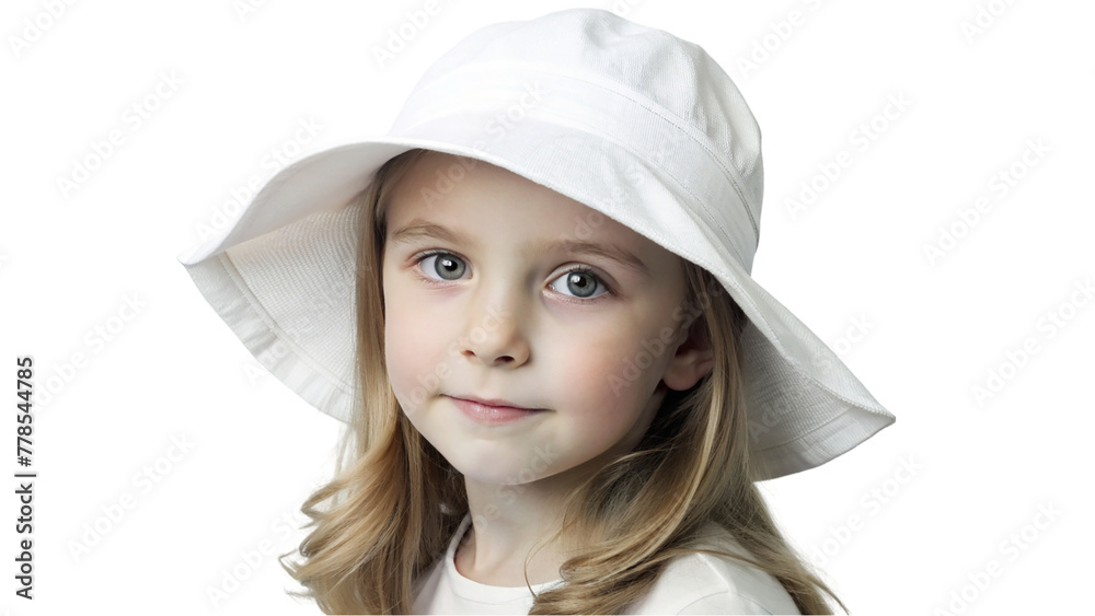 kid girl wearing white hat isolated on transparent background kid girl wearing white hat isolated on transparent background
