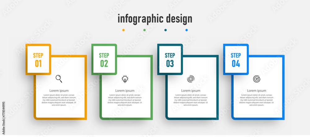 Modern infographic business template and data visualization with 4 options. can be used for workflow diagram, info chart, web design. vector illustration.