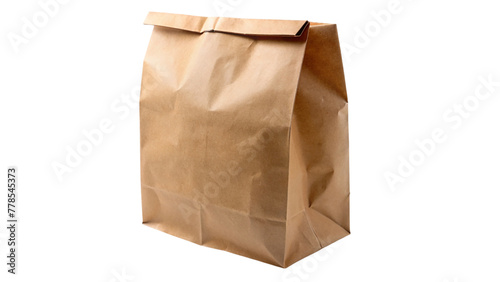 Brown paper bag isolated on transparent background