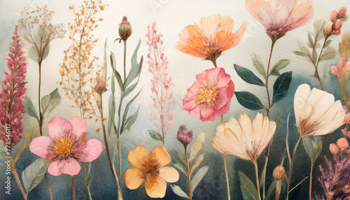 Colorful Vintage Botanical Flowers