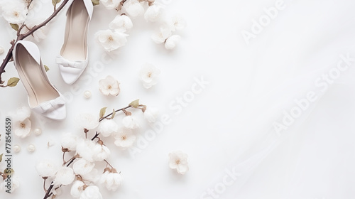 white flowers on a wooden surface © farzana