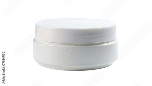 White jar with lid for cosmetics on transparent background.