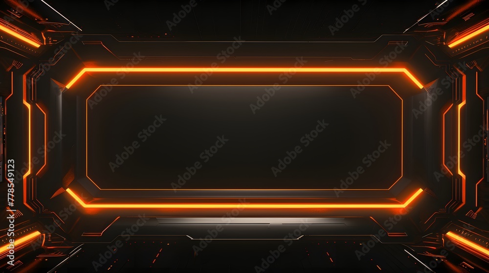 Modernized neon orange overlay video screen frame border composition with black backdrop for dynamic gaming interactions Modernized neon orange overlay video screen frame border composition with black backdrop for dynamic gaming interactions