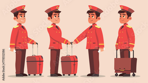 Bellhop bellboy bellman or doorman is a hotel porte photo