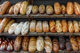 Assortment of Fresh Baked Bread on Shelves
