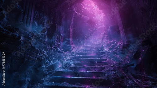 Mystical Purple Staircase in Enchanted Forest