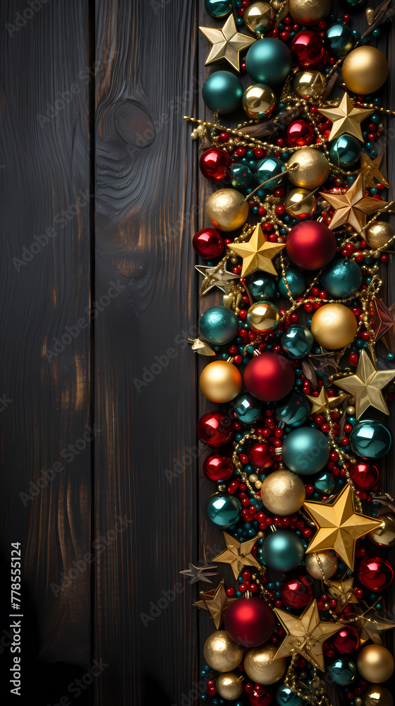 Obraz premium Christmas and New Year holiday frame, Christmas background decoration