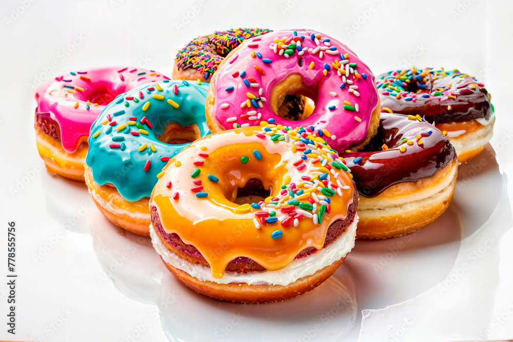 Realistic photo of delicious American donut on a white background ...