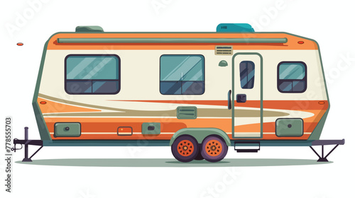 Camper Trailer. Cartoon illustration isolated on wh © iclute