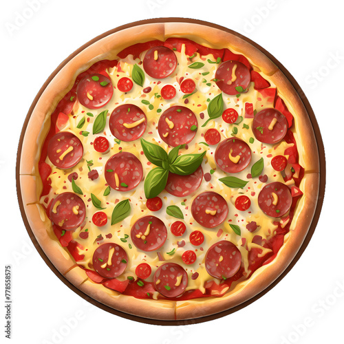 Pizza isolated on white background, png.