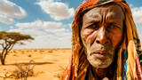 Elderly Man Amidst Drought-Stricken Landscape