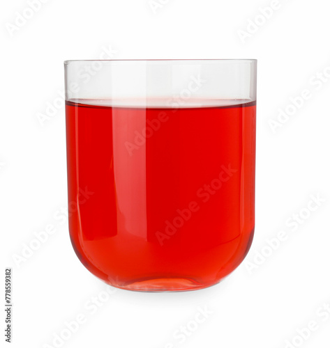 Refreshing pomegranate juice in glass isolated on white